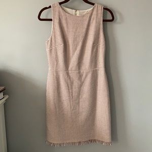 Petite Loft pink and black fray hem dress